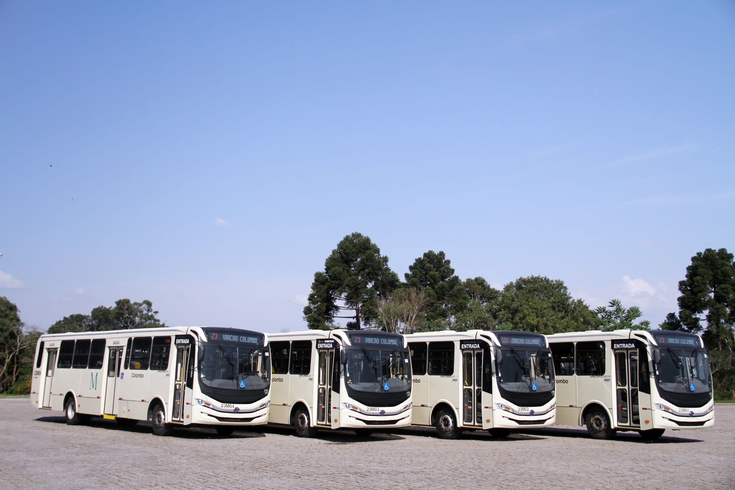 Quatro ônibus metropolitanos lado a lado